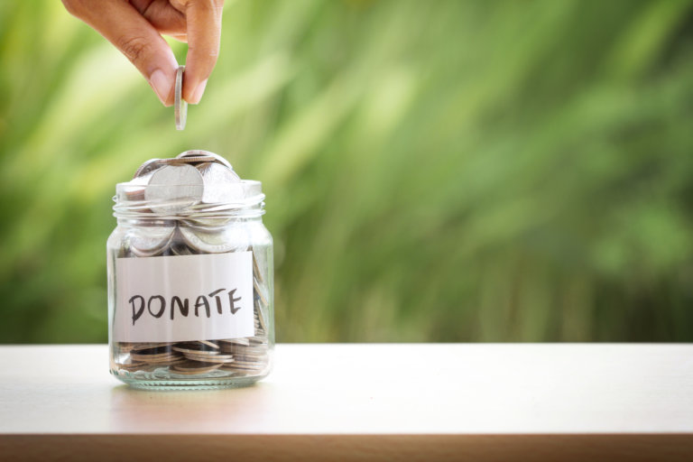 charitable giving, money in a jar